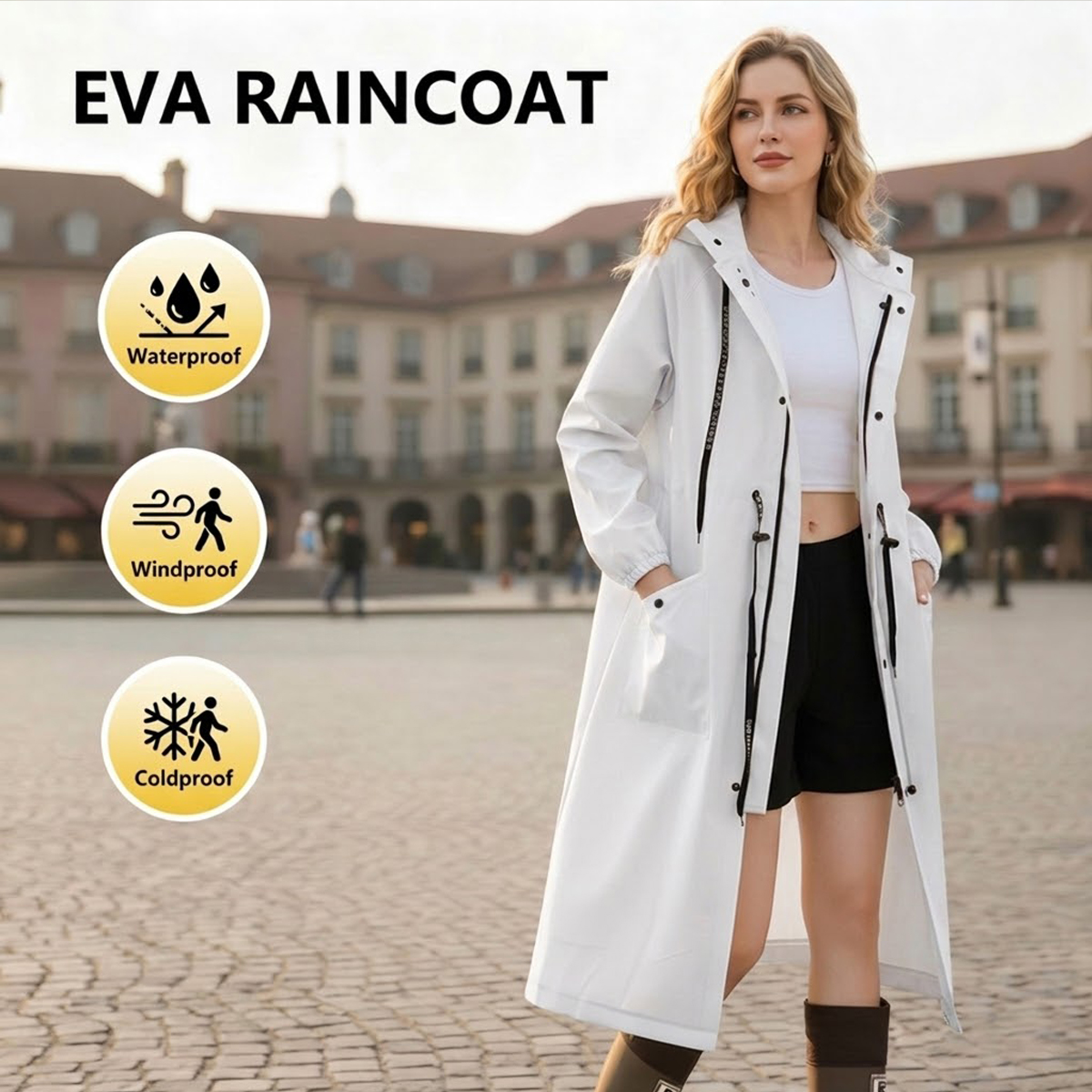 Cycling Rain Jacket Commute - Women Long Waterproof Rain Jacket EVA
