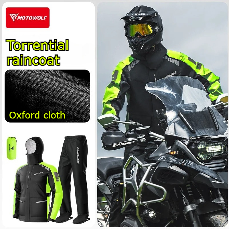 Cycling Commute Rain - Motowolf Reflective Motorcycle Rain Jacket Waterproof