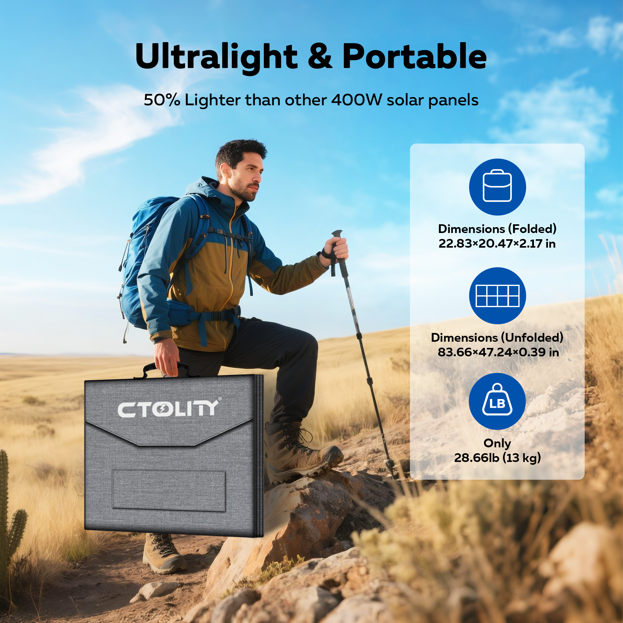 CTOLITY SP400 Portable Solar P - Usb Charger Dynamo recension och pris