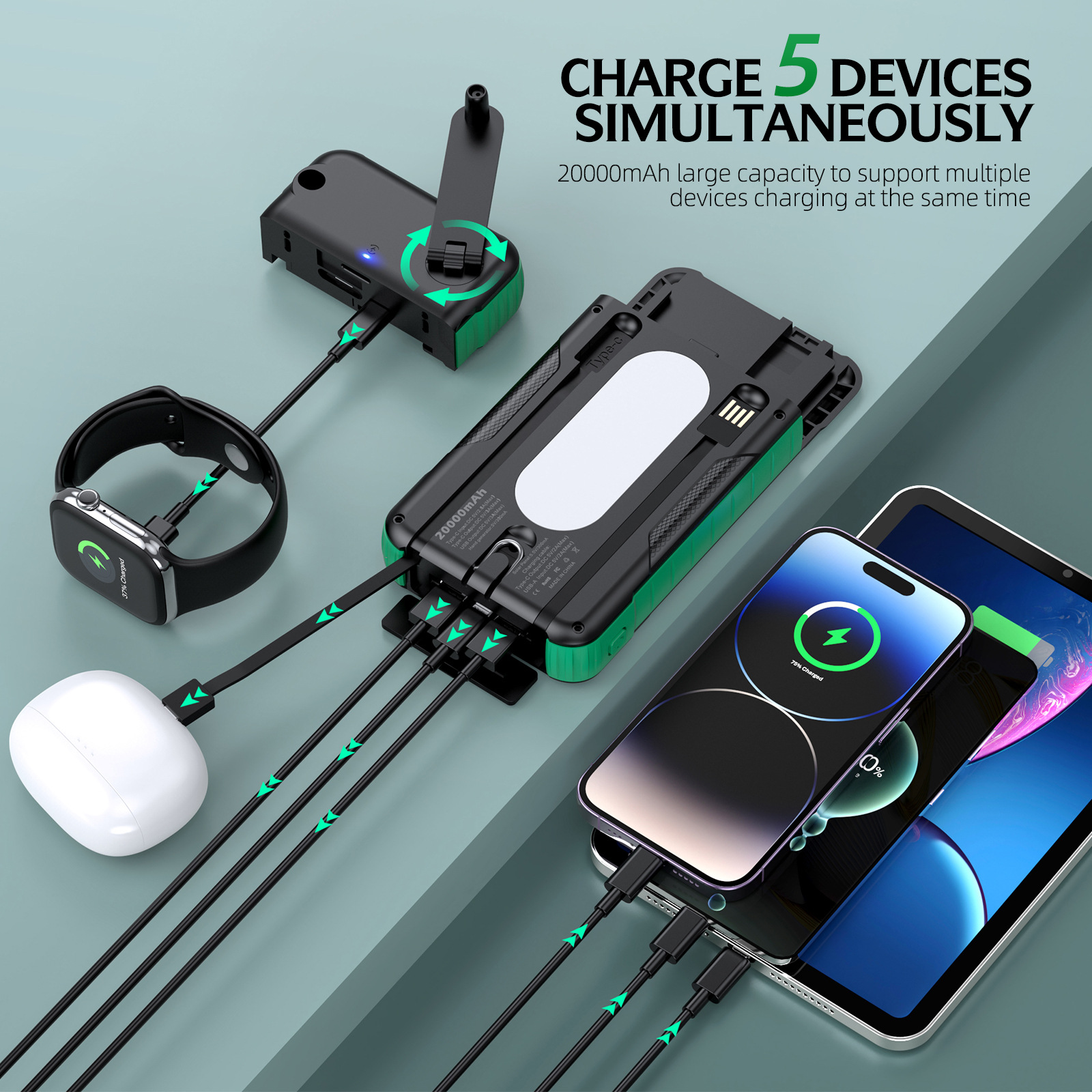 Hand Crank Solar Power Bank Ou - Usb Charger Dynamo recension och pris