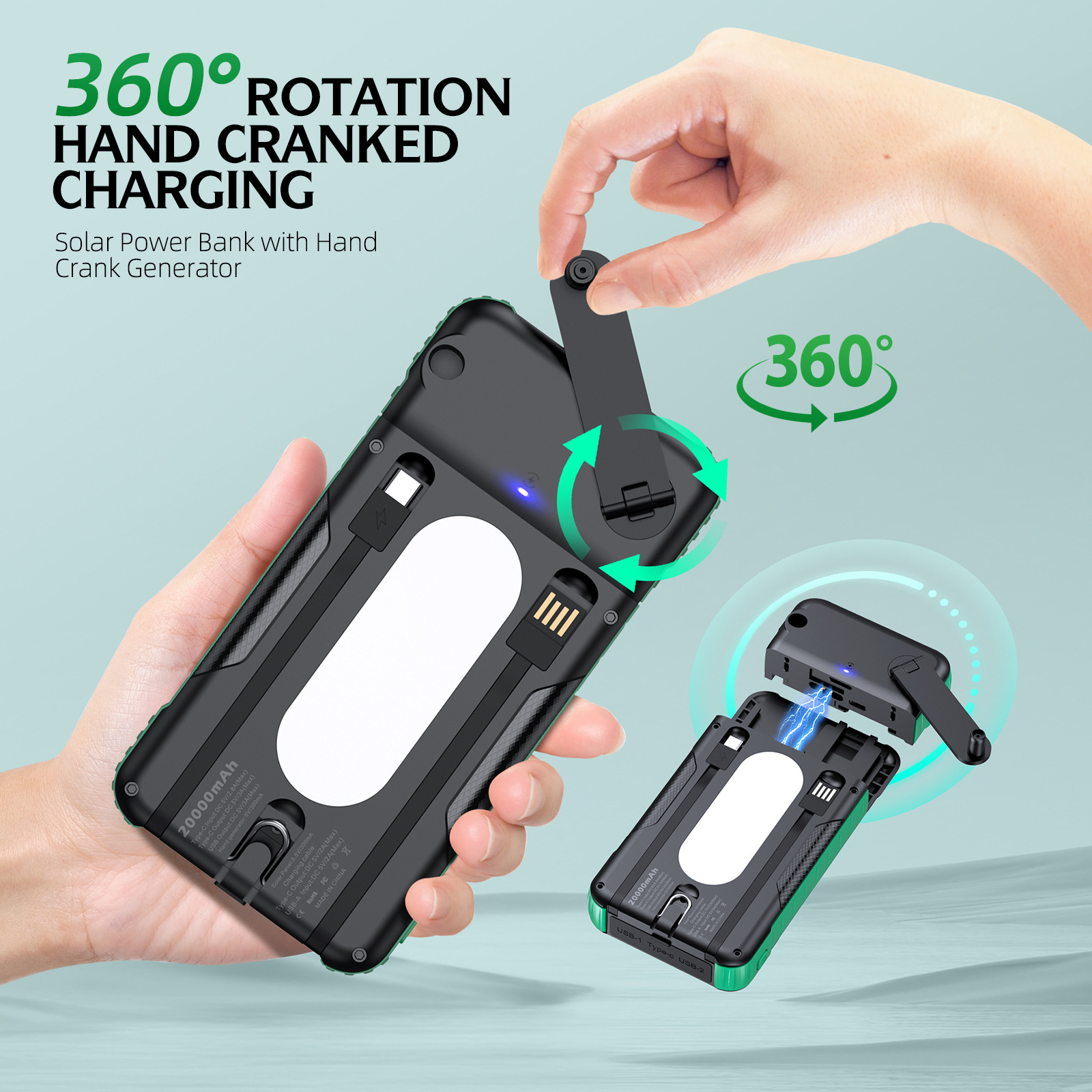 Hand Crank Solar Power Bank Ou - Usb Charger Dynamo recension och pris
