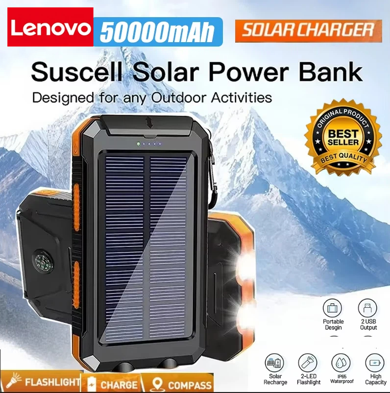 Lenovo 50000mAh Solar Power Ba - Usb Charger Dynamo recension och pris