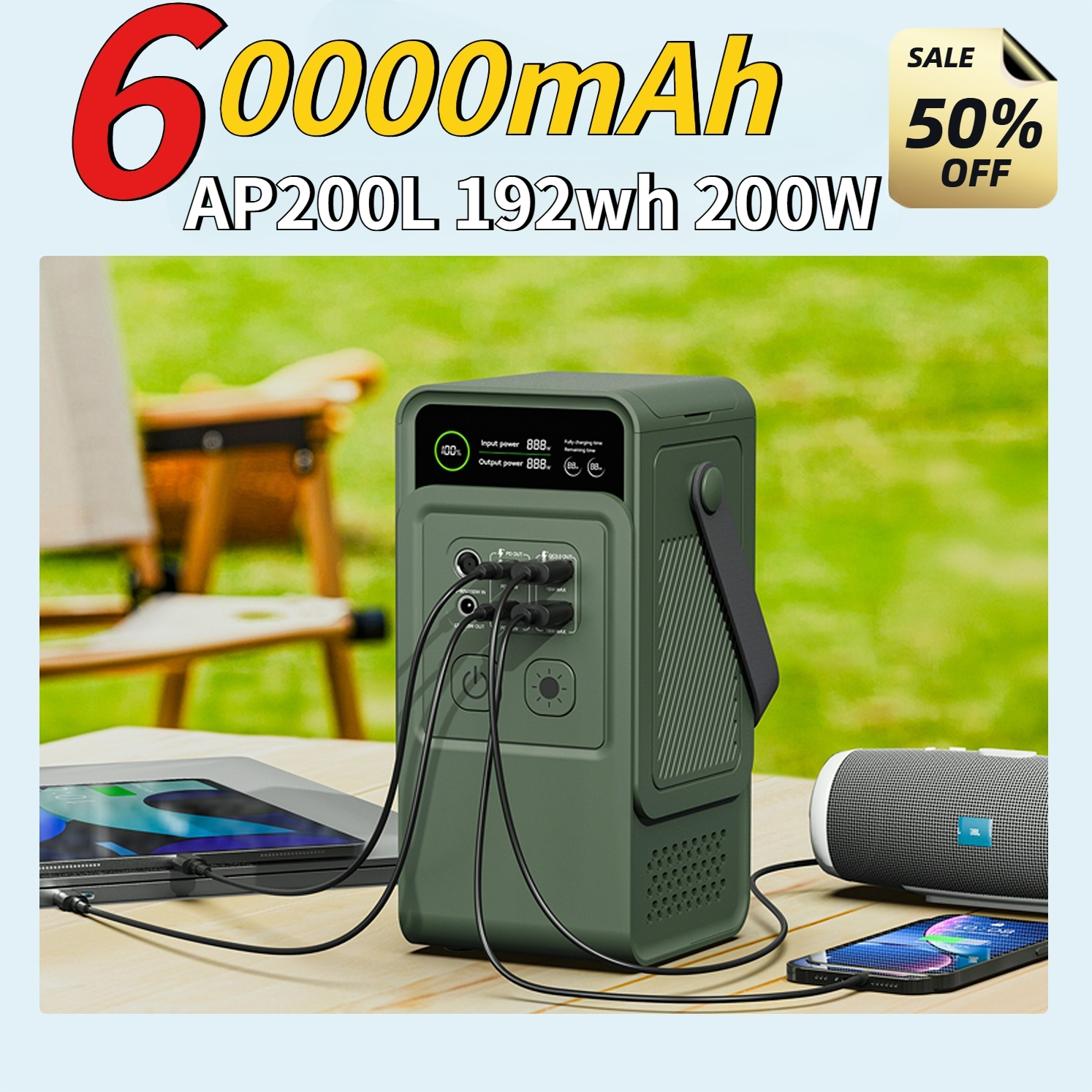 60000mAh 200W 192Wh Camping Po - Usb Charger Dynamo recension och pris