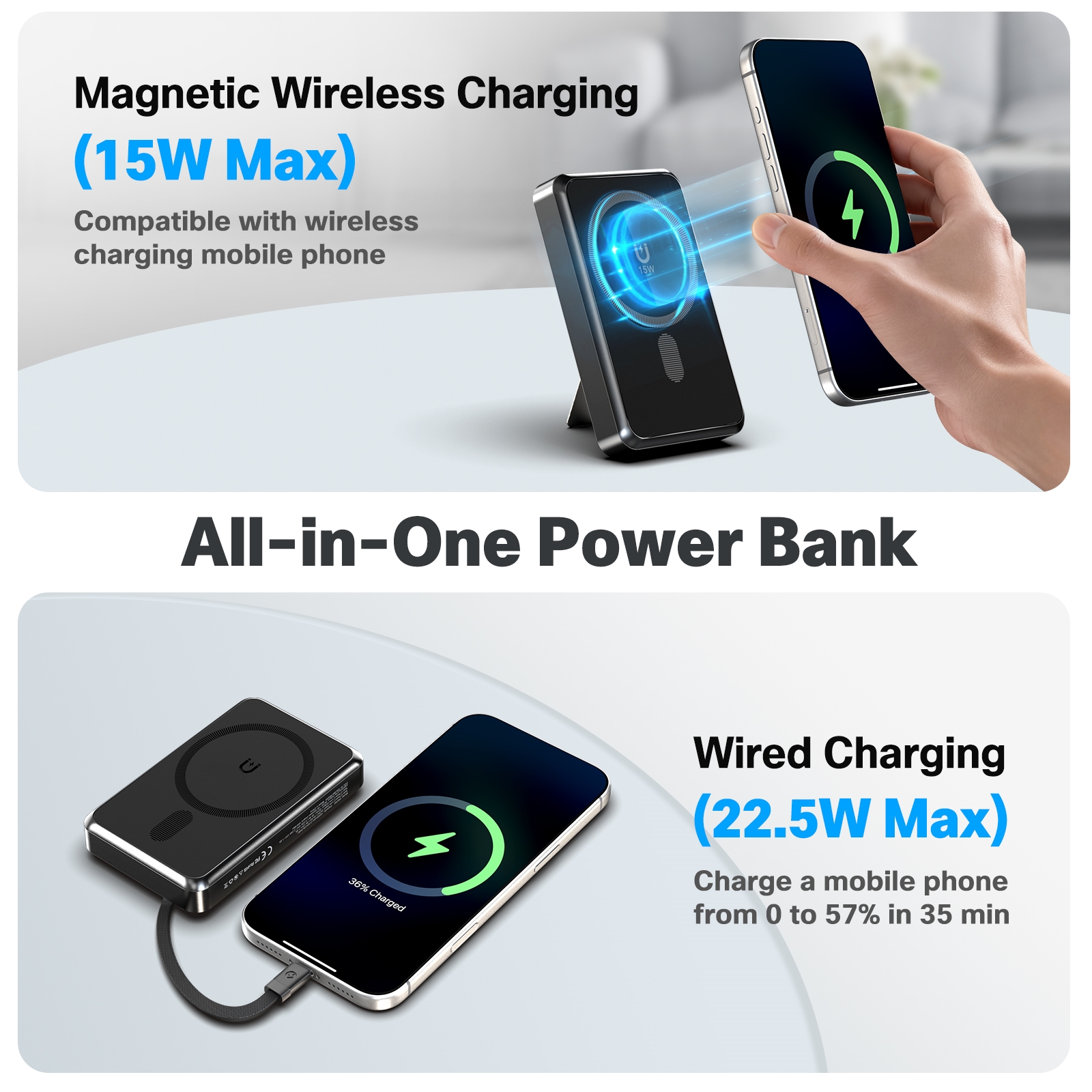 10000mAh Magnetic Wireless Pow - Usb Charger Dynamo recension och pris