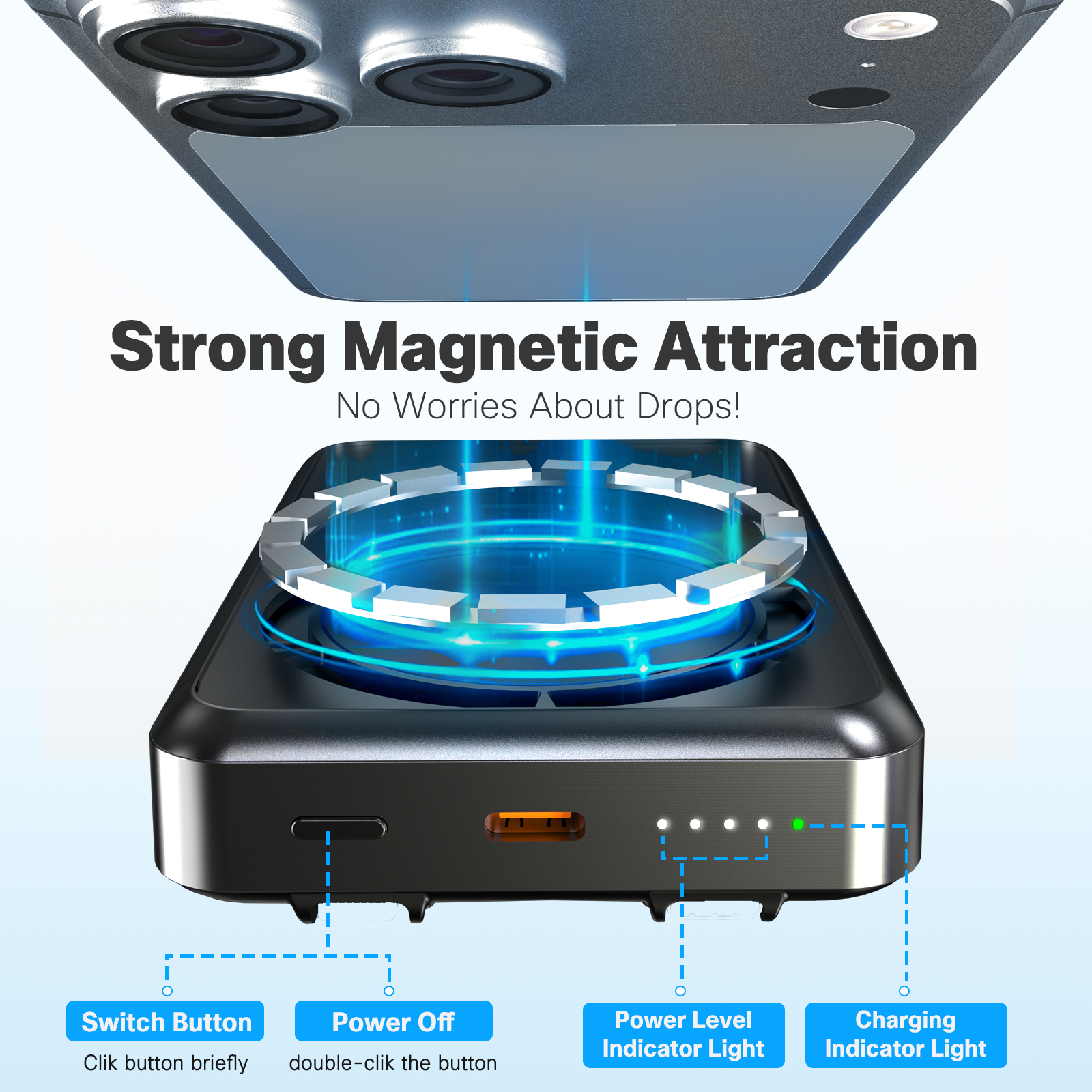 10000mAh Magnetic Wireless Pow - Usb Charger Dynamo recension och pris
